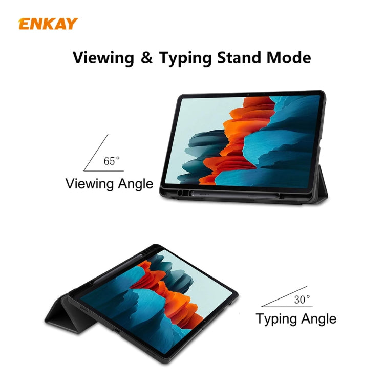 ENKAY ENK-8011 PU Leather + TPU Smart Case with Pen Slot for Samsung Galaxy Tab S7 11.0 T870 / T875, For Galaxy Tab S8 / Galaxy Tab S7 11.0 ENKAY ENK-8011 PU Leather + TPU Smart Case with Pen Slot for Samsung Galaxy Tab S7 11.0 T870 / T875, For Galaxy Tab S8 / Galaxy Tab S7 11.0