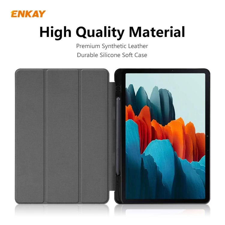 ENKAY ENK-8011 PU Leather + TPU Smart Case with Pen Slot for Samsung Galaxy Tab S7 11.0 T870 / T875, For Galaxy Tab S8 / Galaxy Tab S7 11.0 ENKAY ENK-8011 PU Leather + TPU Smart Case with Pen Slot for Samsung Galaxy Tab S7 11.0 T870 / T875, For Galaxy Tab S8 / Galaxy Tab S7 11.0