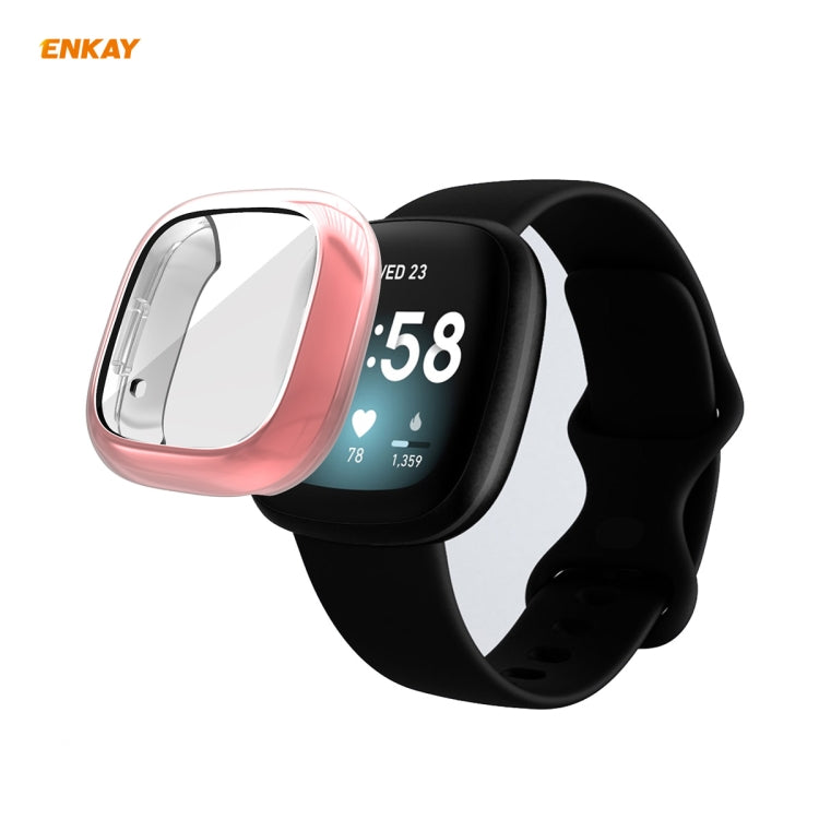 For Fitbit Versa 3 / Fitbit Sense ENKAY Hat-Prince ENK-AC8208 Full Coverage Electroplate TPU Soft Case For Fitbit Versa 3 / Fitbit Sense ENKAY Hat-Prince ENK-AC8208 Full Coverage Electroplate TPU Soft Case