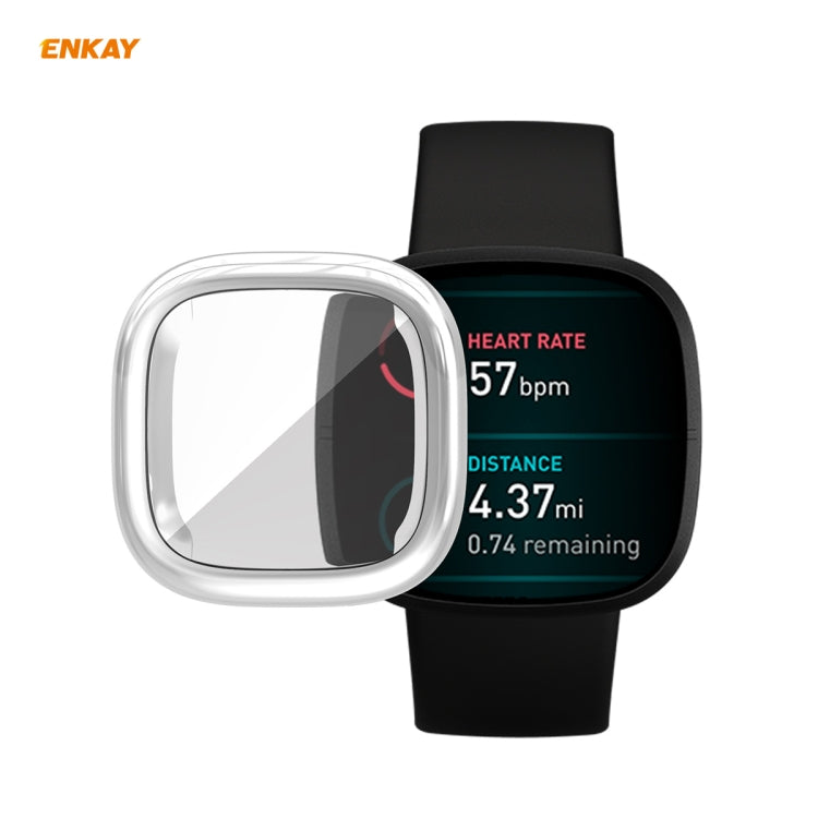 For Fitbit Versa 3 / Fitbit Sense ENKAY Hat-Prince ENK-AC8208 Full Coverage Electroplate TPU Soft Case For Fitbit Versa 3 / Fitbit Sense ENKAY Hat-Prince ENK-AC8208 Full Coverage Electroplate TPU Soft Case