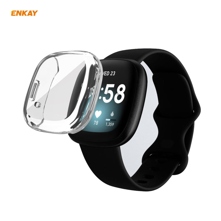For Fitbit Versa 3 / Fitbit Sense ENKAY Hat-Prince ENK-AC8208 Full Coverage Transparent TPU Soft Case For Fitbit Versa 3 / Fitbit Sense ENKAY Hat-Prince ENK-AC8208 Full Coverage Transparent TPU Soft Case