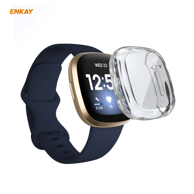 For Fitbit Versa 3 / Fitbit Sense ENKAY Hat-Prince ENK-AC8208 Full Coverage Transparent TPU Soft Case For Fitbit Versa 3 / Fitbit Sense ENKAY Hat-Prince ENK-AC8208 Full Coverage Transparent TPU Soft Case