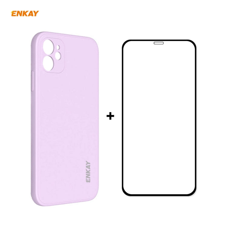 For iPhone 12 Hat-Prince ENKAY ENK-PC0682 Liquid Silicone Straight Edge Shockproof Case + 0.26mm 9H 2.5D Full Glue Tempered Glass Film, For iPhone 12 For iPhone 12 Hat-Prince ENKAY ENK-PC0682 Liquid Silicone Straight Edge Shockproof Case + 0.26mm 9H 2.5D Full Glue Tempered Glass Film, For iPhone 12