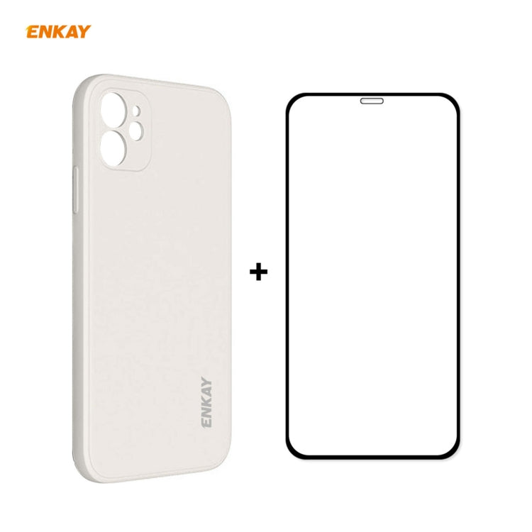 For iPhone 12 Hat-Prince ENKAY ENK-PC0682 Liquid Silicone Straight Edge Shockproof Case + 0.26mm 9H 2.5D Full Glue Tempered Glass Film, For iPhone 12 For iPhone 12 Hat-Prince ENKAY ENK-PC0682 Liquid Silicone Straight Edge Shockproof Case + 0.26mm 9H 2.5D Full Glue Tempered Glass Film, For iPhone 12