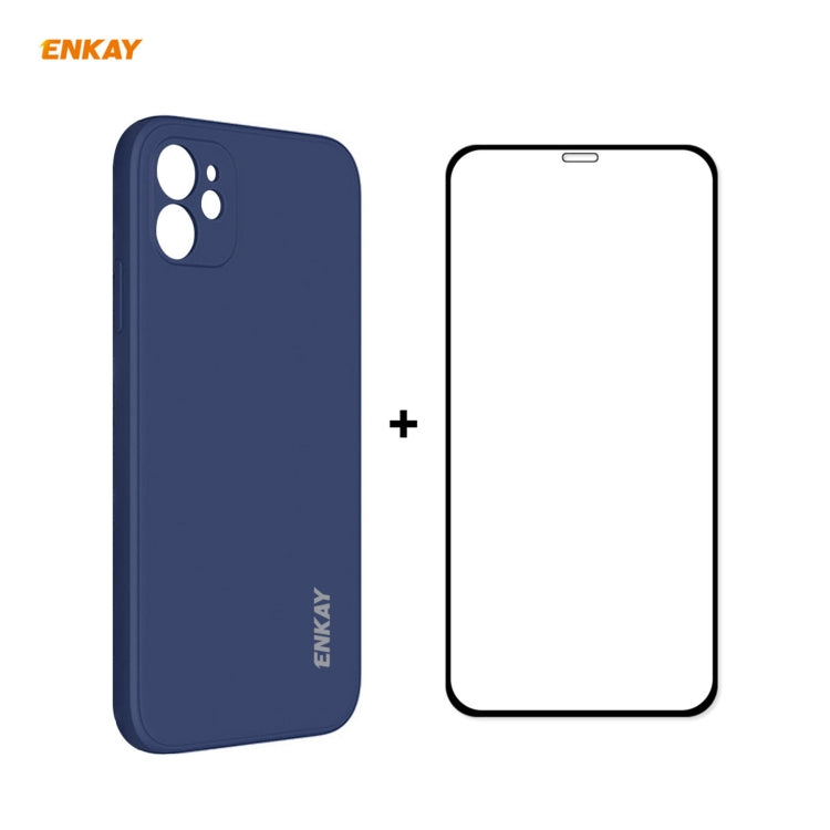For iPhone 12 Hat-Prince ENKAY ENK-PC0682 Liquid Silicone Straight Edge Shockproof Case + 0.26mm 9H 2.5D Full Glue Tempered Glass Film, For iPhone 12 For iPhone 12 Hat-Prince ENKAY ENK-PC0682 Liquid Silicone Straight Edge Shockproof Case + 0.26mm 9H 2.5D Full Glue Tempered Glass Film, For iPhone 12