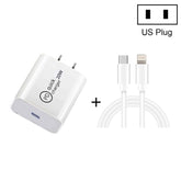 SDC-20W 2 in 1 PD 20W USB-C / Type-C Travel Charger + 3A PD3.0 USB-C / Type-C to 8 Pin Fast Charge Data Cable Set, Cable Length: 1m,, US Plug, EU Plug, UK Plug