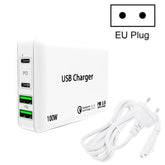 PD 100W Dual USB-C / Type-C + Dual USB 4-port Charger with Power Cable for Apple / Huawei / Samsung Laptop