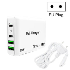 PD 100W Dual USB-C / Type-C + Dual USB 4-port Charger with Power Cable for Apple / Huawei / Samsung Laptop