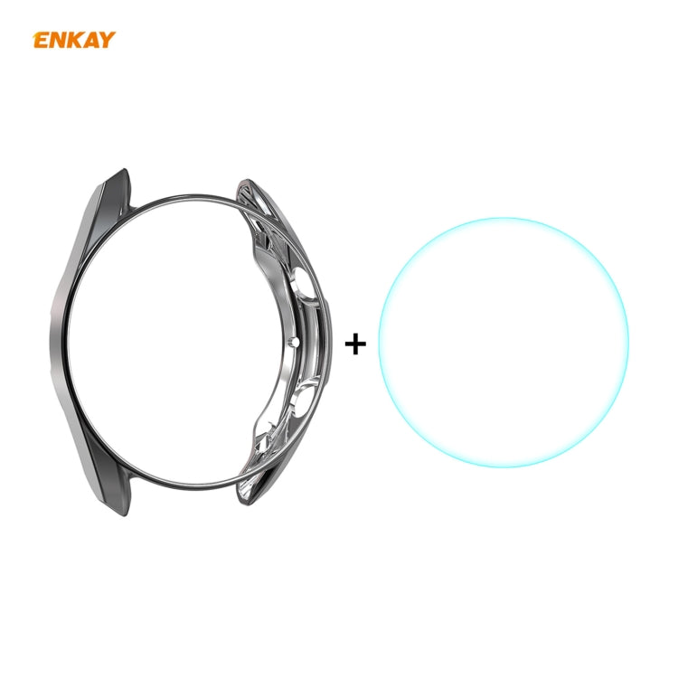 For Samsung Galaxy Watch 3 45mm 2 in 1 ENKAY Hat-Prince Electroplate Soft TPU Case + 0.2mm 9H 2.15D Curved Edge Tempered Glass Film