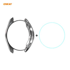 For Samsung Galaxy Watch 3 45mm 2 in 1 ENKAY Hat-Prince Electroplate Soft TPU Case + 0.2mm 9H 2.15D Curved Edge Tempered Glass Film