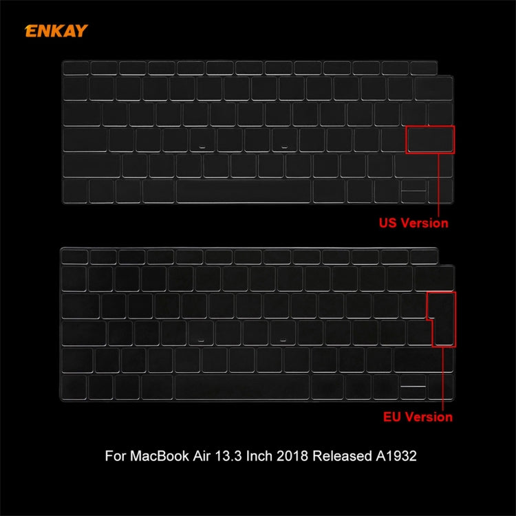 ENKAY 3 in 1 Crystal Laptop Protective Case + US Version TPU Keyboard Film + Anti-dust Plugs Set for MacBook Air 13.3 inch A1932 (2018), For MacBook Air 13.3 inch A1932 (2018) ENKAY 3 in 1 Crystal Laptop Protective Case + US Version TPU Keyboard Film + Anti-dust Plugs Set for MacBook Air 13.3 inch A1932 (2018), For MacBook Air 13.3 inch A1932 (2018)