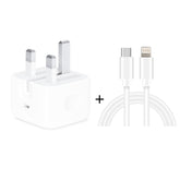 A2344 20 W PD 3.0 Typ-C/USB-C Faltbares Reiseladegerät + USB-C/Typ-C auf 8-poliges Schnellladedatenkabel-Set, UK-Stecker, Länge: 2 m, 20 W 8-polig, Länge: 2 m