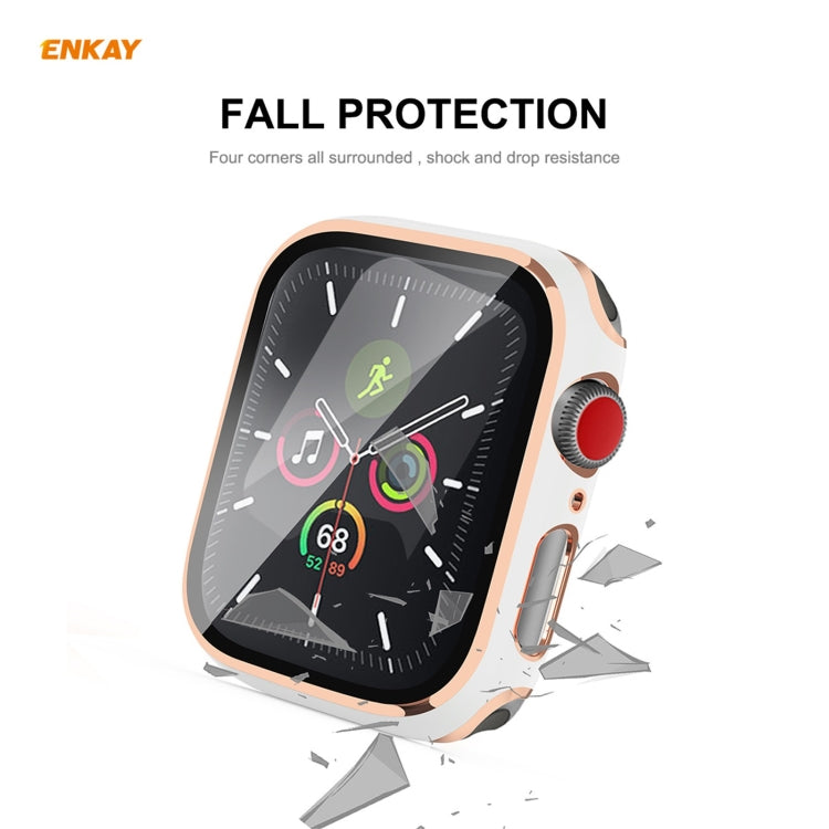 ENKAY Hat-Prince Full Coverage Electroplated PC Case + Tempered Glass Protector for Apple Watch Series 6 / 5 / 4 / SE 40mm ENKAY Hat-Prince Full Coverage Electroplated PC Case + Tempered Glass Protector for Apple Watch Series 6 / 5 / 4 / SE 40mm