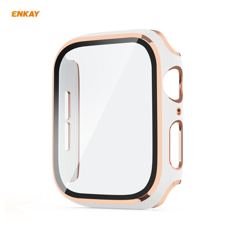 ENKAY Hat-Prince Full Coverage Electroplated PC Case + Tempered Glass Protector for Apple Watch Series 6 / 5 / 4 / SE 44mm ENKAY Hat-Prince Full Coverage Electroplated PC Case + Tempered Glass Protector for Apple Watch Series 6 / 5 / 4 / SE 44mm