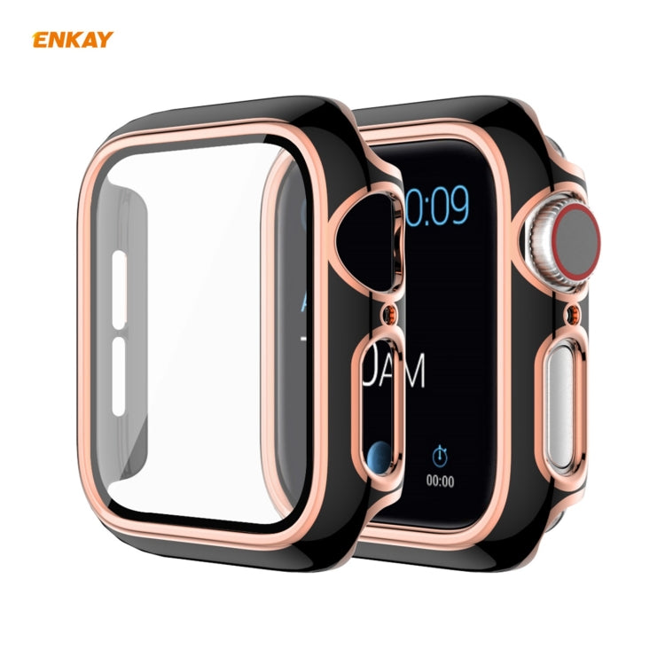ENKAY Hat-Prince Full Coverage Electroplated PC Case + Tempered Glass Protector for Apple Watch Series 6 / 5 / 4 / SE 44mm ENKAY Hat-Prince Full Coverage Electroplated PC Case + Tempered Glass Protector for Apple Watch Series 6 / 5 / 4 / SE 44mm