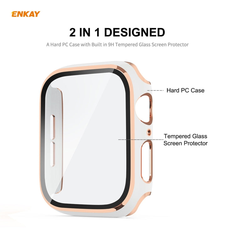 ENKAY Hat-Prince Full Coverage Electroplated PC Case + Tempered Glass Protector for Apple Watch Series 6 / 5 / 4 / SE 44mm ENKAY Hat-Prince Full Coverage Electroplated PC Case + Tempered Glass Protector for Apple Watch Series 6 / 5 / 4 / SE 44mm