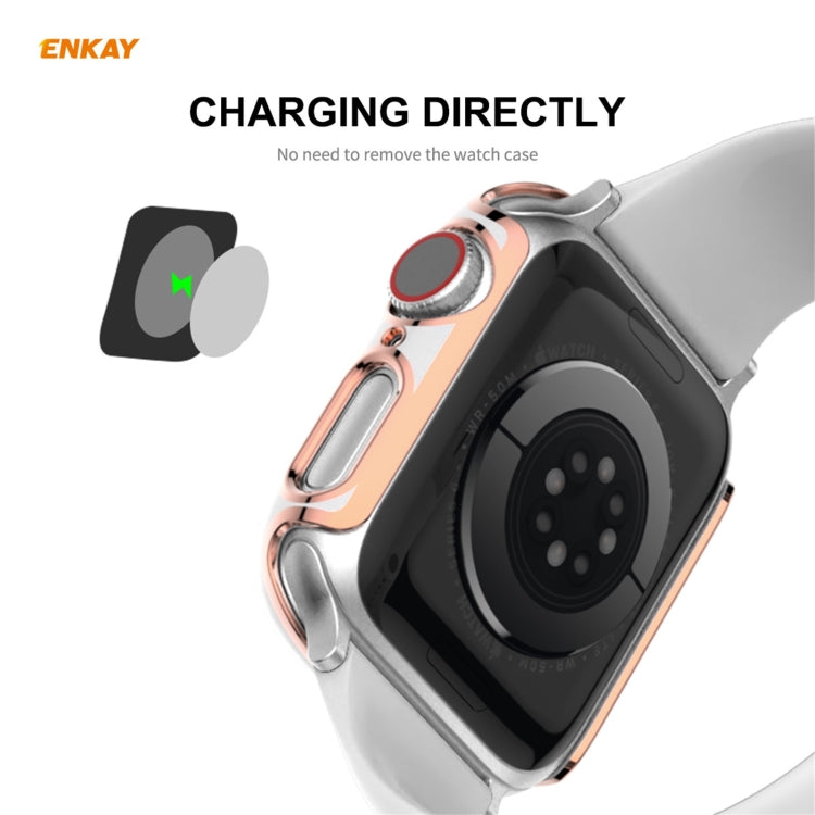 ENKAY Hat-Prince Full Coverage Electroplated PC Case + Tempered Glass Protector for Apple Watch Series 6 / 5 / 4 / SE 44mm ENKAY Hat-Prince Full Coverage Electroplated PC Case + Tempered Glass Protector for Apple Watch Series 6 / 5 / 4 / SE 44mm