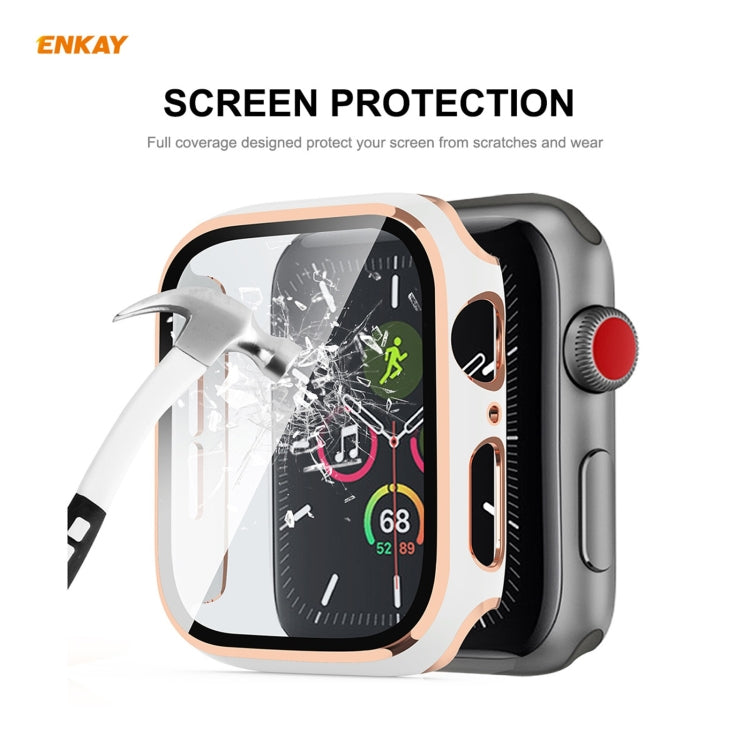 ENKAY Hat-Prince Full Coverage Electroplated PC Case + Tempered Glass Protector for Apple Watch Series 6 / 5 / 4 / SE 44mm ENKAY Hat-Prince Full Coverage Electroplated PC Case + Tempered Glass Protector for Apple Watch Series 6 / 5 / 4 / SE 44mm