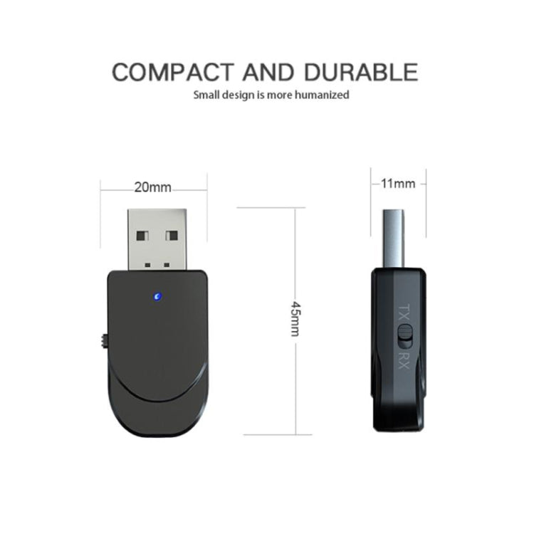 Adaptador USB Bluetooth 5.0 KN330 2 en 1, receptor y transmisor inalámbrico para computadora, TV y automóvil Adaptador USB Bluetooth 5.0 KN330 2 en 1, receptor y transmisor inalámbrico para computadora, TV y automóvil