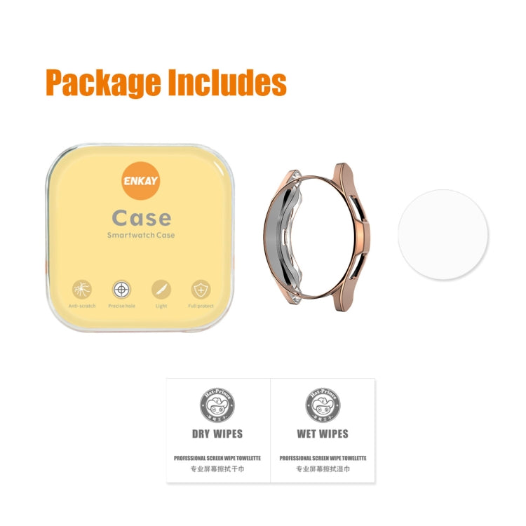 For Samsung Galaxy Watch4 Classic 46mm ENKAY Hat-Prince Full Coverage Electroplate Soft Case TPU HD Clear Cover + Tempered Glass Protector, For Samsung Galaxy Watch4 Classic 46mm For Samsung Galaxy Watch4 Classic 46mm ENKAY Hat-Prince Full Coverage Electroplate Soft Case TPU HD Clear Cover + Tempered Glass Protector, For Samsung Galaxy Watch4 Classic 46mm