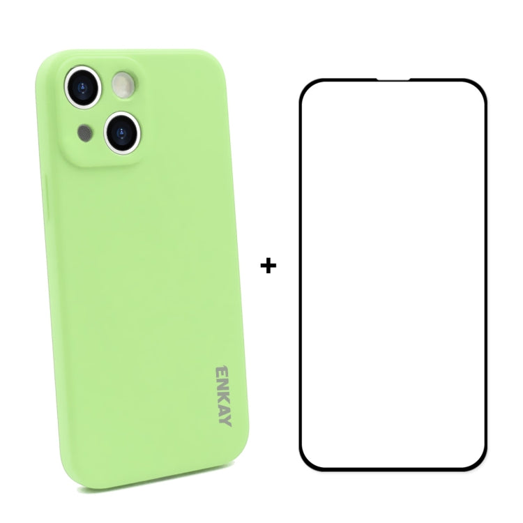 Hat-Prince ENKAY Liquid Silicone Shockproof Protective Case Drop Protection Cover + Full Coverage Tempered Glass Protector Film for iPhone 13, For iPhone 13 Hat-Prince ENKAY Liquid Silicone Shockproof Protective Case Drop Protection Cover + Full Coverage Tempered Glass Protector Film for iPhone 13, For iPhone 13