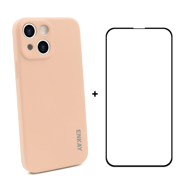 Hat-Prince ENKAY Liquid Silicone Shockproof Protective Case Drop Protection Cover + Full Coverage Tempered Glass Protector Film for iPhone 13, For iPhone 13 Hat-Prince ENKAY Liquid Silicone Shockproof Protective Case Drop Protection Cover + Full Coverage Tempered Glass Protector Film for iPhone 13, For iPhone 13