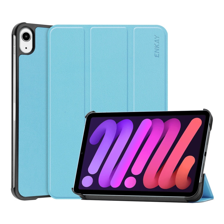 ENKAY Custer Texture Horizontal Flip PU+PC Leather Case with Three-folding Holder & Sleep / Wake-up Function for iPad mini 2024 / mini 6, For iPad mini 6 2021 ENKAY Custer Texture Horizontal Flip PU+PC Leather Case with Three-folding Holder & Sleep / Wake-up Function for iPad mini 2024 / mini 6, For iPad mini 6 2021