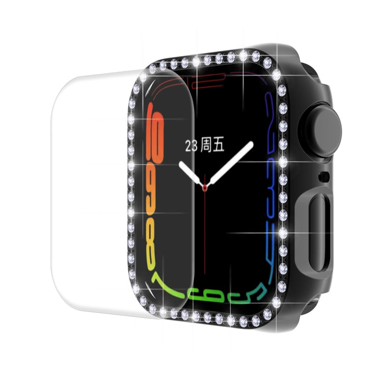 ENKAY Hat-Prince Electroplate PC Diamond Watch Case + Full Coverage Curved PET Screen Protector Film For Apple Watch Series 7 41mm ENKAY Hat-Prince Electroplate PC Diamond Watch Case + Full Coverage Curved PET Screen Protector Film For Apple Watch Series 7 41mm