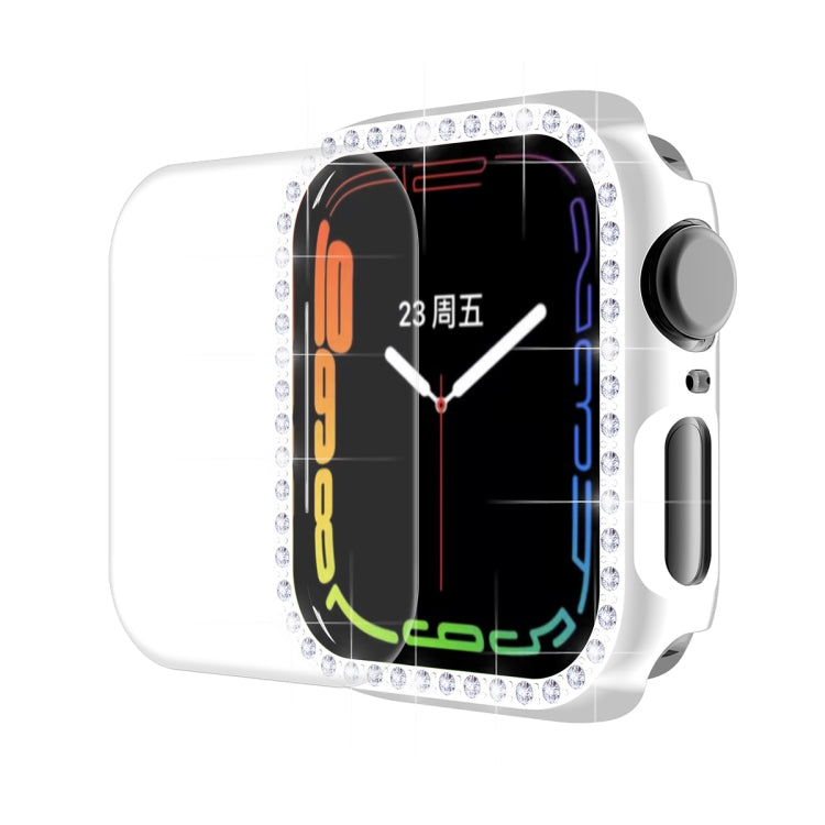 ENKAY Hat-Prince Electroplate PC Diamond Watch Case + Full Coverage Curved PET Screen Protector Film For Apple Watch Series 7 41mm ENKAY Hat-Prince Electroplate PC Diamond Watch Case + Full Coverage Curved PET Screen Protector Film For Apple Watch Series 7 41mm