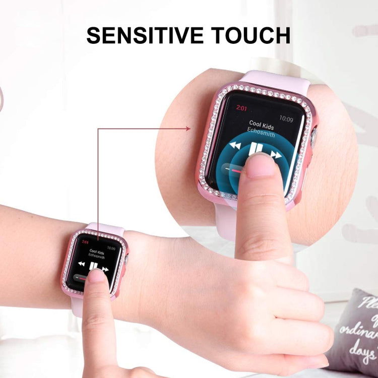 ENKAY Hat-Prince Electroplate PC Diamond Watch Case + Full Coverage Curved PET Screen Protector Film For Apple Watch Series 7 41mm ENKAY Hat-Prince Electroplate PC Diamond Watch Case + Full Coverage Curved PET Screen Protector Film For Apple Watch Series 7 41mm