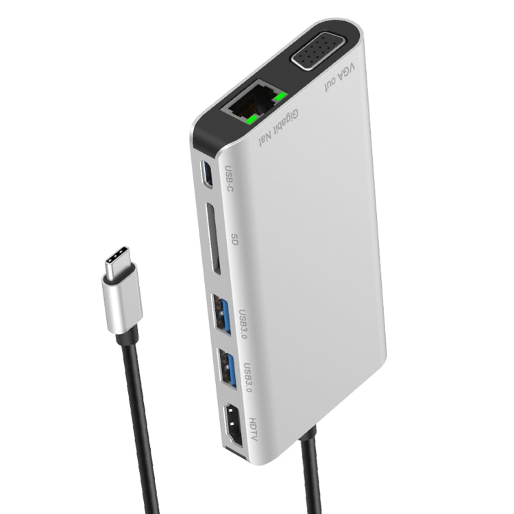7 in 1 Type-C to RJ45+VGA+Type-C+SD Card Slot+USB3.0 x 2+HDMI Dock Hub Adapter 7 in 1 Type-C to RJ45+VGA+Type-C+SD Card Slot+USB3.0 x 2+HDMI Dock Hub Adapter