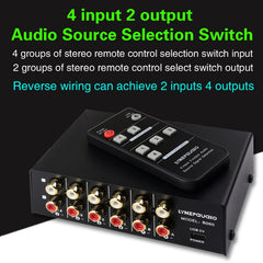 4 In 2 Out / 2 In 4 Out RCA Audio Signal Selector Switch Device with Remote Control