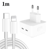 PD 35 W Dual USB-C/Typ-C Ports Ladegerät mit Typ-C zu 8 Pin Datenkabel, EU Stecker, EU Stecker + 1m 8 Pin Kabel