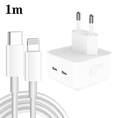 PD 35 W Dual USB-C/Typ-C Ports Ladegerät mit Typ-C zu 8 Pin Datenkabel, EU Stecker, EU Stecker + 1m 8 Pin Kabel