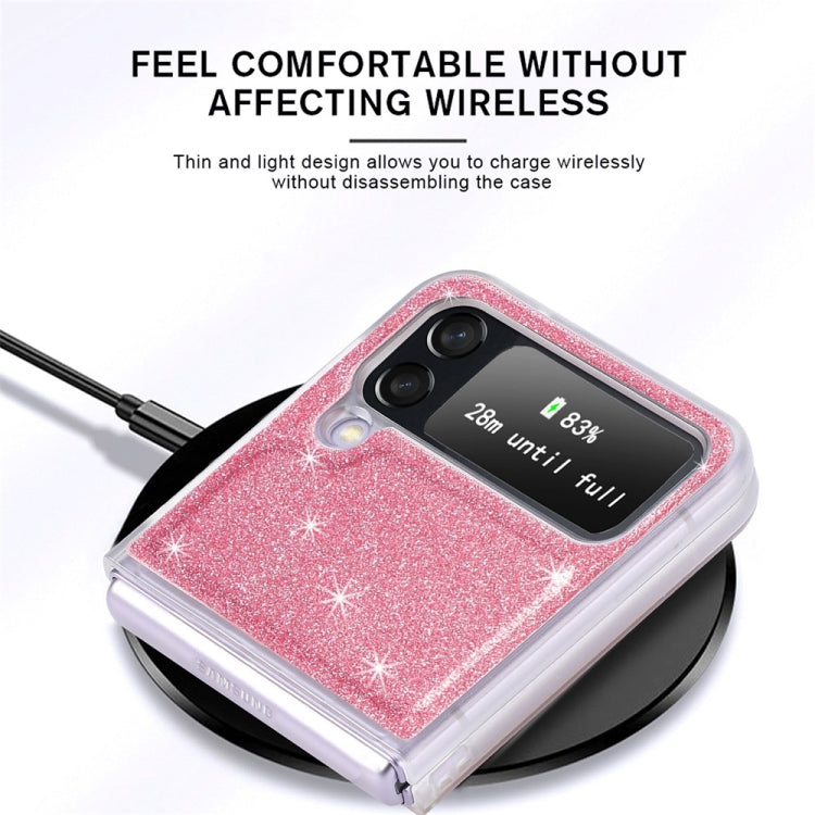 For Samsung Galaxy Z Flip4 JUNSUNMAY Glitter Leather Skin PC Folding Phone Case For Samsung Galaxy Z Flip4 JUNSUNMAY Glitter Leather Skin PC Folding Phone Case