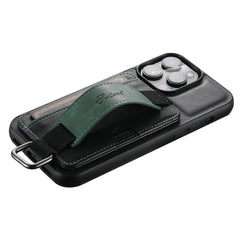 Suteni H13 Card Wallet Wrist Strap Holder PU Phone Case, For iPhone 14, For iPhone 14 Pro, For iPhone 14 Plus, For iPhone 14 Pro Max