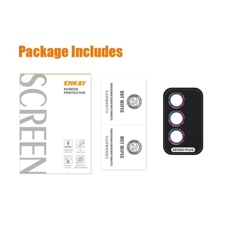 For Samsung Galaxy S23 5G / S23+ 5G ENKAY Hat-Prince 9H Rear Camera Lens Aluminium Alloy + Tempered Glass Full Coverage Protector, For Samsung Galaxy S23 5G / S23+ 5G For Samsung Galaxy S23 5G / S23+ 5G ENKAY Hat-Prince 9H Rear Camera Lens Aluminium Alloy + Tempered Glass Full Coverage Protector, For Samsung Galaxy S23 5G / S23+ 5G
