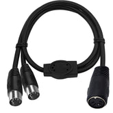 JUNSUNMAY MIDI 2 in 1 Din 5 Pin Male to Dual 2 Pin Female Cable Adapter, Cable Length: 50cm, Cable Length: 50cm