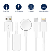 For Apple Watch Series & iPhone & Phone with Type-C Port 3 in 1 USB Magnetic Charging Cable 4ft/1.2m