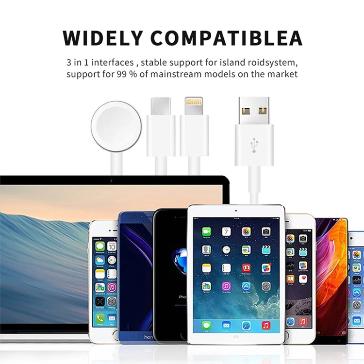 For Apple Watch Series & iPhone & Phone with Type-C Port 3 in 1 USB Magnetic Charging Cable 4ft/1.2m For Apple Watch Series & iPhone & Phone with Type-C Port 3 in 1 USB Magnetic Charging Cable 4ft/1.2m