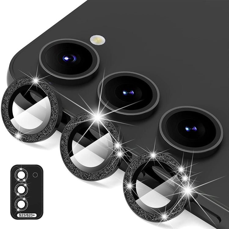 For Samsung Galaxy S23 5G / S23+ 5G ENKAY 9H Rear Camera Lens Glitter Aluminium Alloy Ring Tempered Glass Film, For Samsung Galaxy S23 5G / S23+ 5G