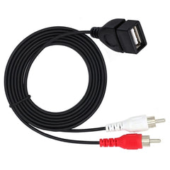 JUNSUNMAY USB 2.0 Female to 2 x RCA Male Video Audio Splitter Adapter Cable, 0.2m USB F to 2 RCA, 1.5m USB F to 2 RCA