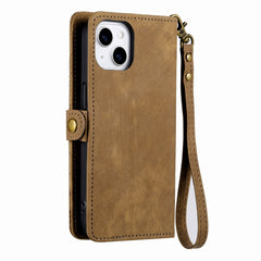 Geometric Zipper Wallet Side Buckle Leather Phone Case