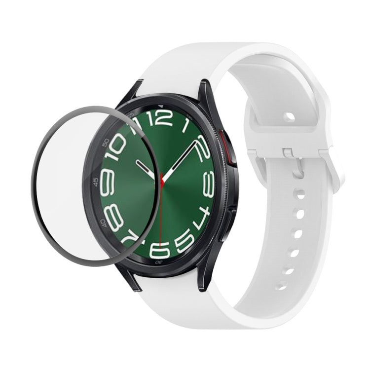 JUNSUNMAY Silicone Adjustable Strap + Full Coverage PMMA Screen Protector Kit, For Samsung Galaxy Watch6 Classic 47mm