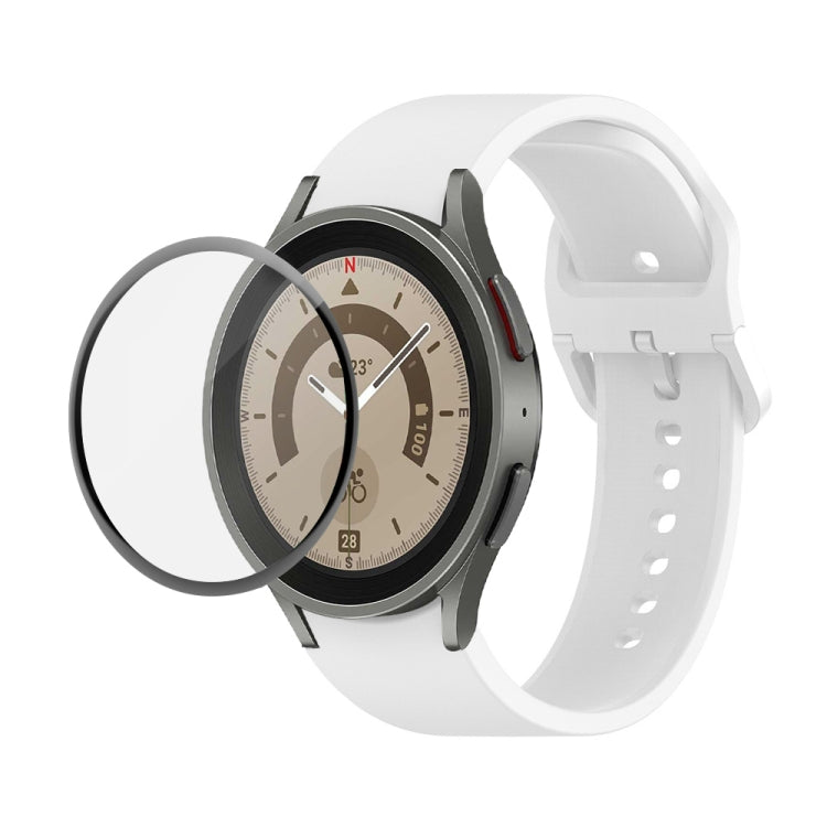 JUNSUNMAY Silicone Adjustable Strap + Full Coverage PMMA Screen Protector Kit, For Samsung Galaxy Watch5 Pro 45mm