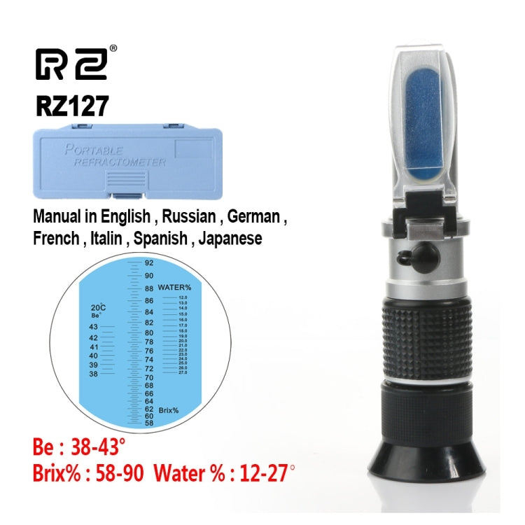 High Concentration Brix Be Water 3 in 1 58%~92% Honey Refractometer Bees Sugar Food ATC RZ127 High Concentration Brix Be Water 3 in 1 58%~92% Honey Refractometer Bees Sugar Food ATC RZ127