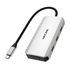 WAVLINK WL-UMD307 Type-C to 2DP + 4K HD + VGA + 3 x USB2.0 HUB Docking Station, UMD307
