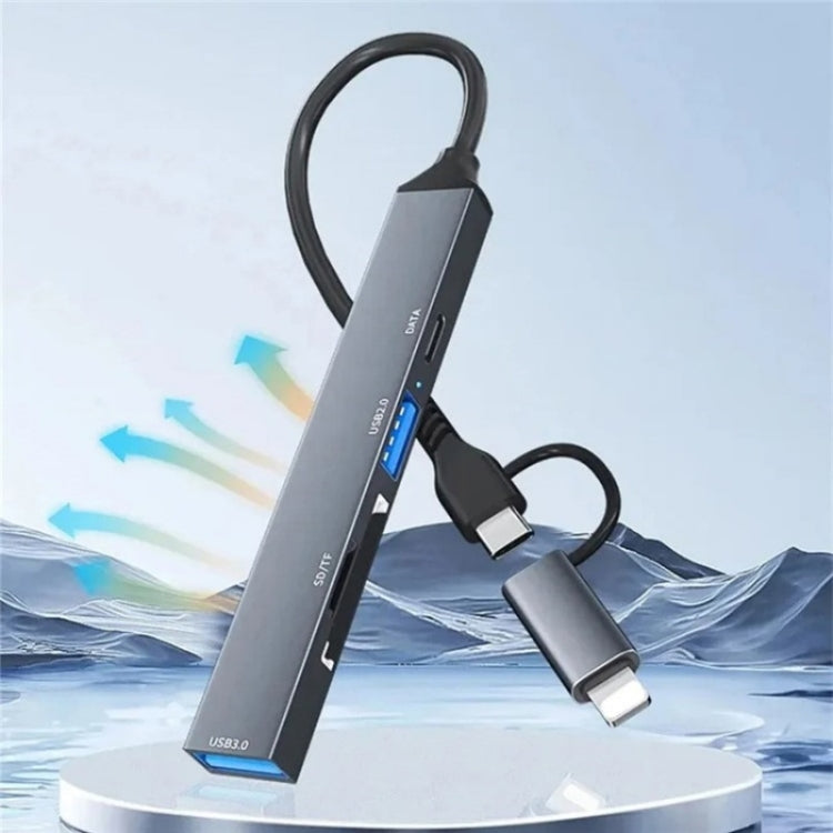 ADS-805 8 Pin + Type-C to USB-C Data + USB 2.0 / 3.0 + SD / TF Card Reader Hub Expansion Converter, ADS-805 ADS-805 8 Pin + Type-C to USB-C Data + USB 2.0 / 3.0 + SD / TF Card Reader Hub Expansion Converter, ADS-805