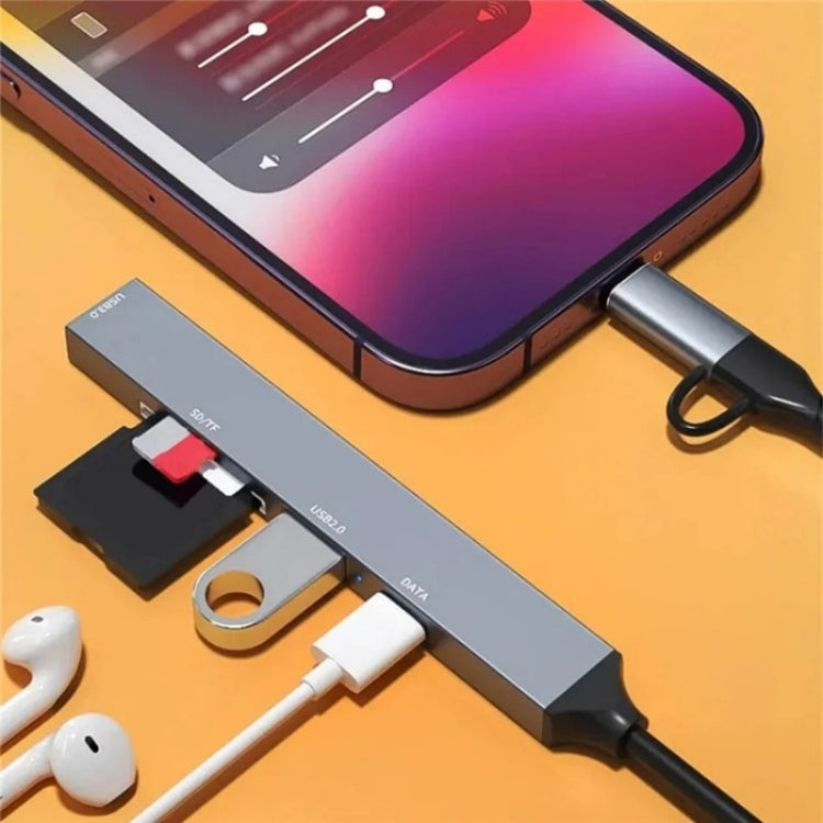 ADS-805 8 Pin + Type-C to USB-C Data + USB 2.0 / 3.0 + SD / TF Card Reader Hub Expansion Converter, ADS-805 ADS-805 8 Pin + Type-C to USB-C Data + USB 2.0 / 3.0 + SD / TF Card Reader Hub Expansion Converter, ADS-805