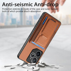 Carbon Fiber Fold Stand Elastic Card Bag Phone Case